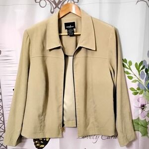 Vintage Positive Attitude Suit Jacket Taupe Long Sleeve Unlined Size 16